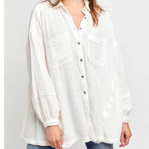 Free People Anaheim Ivory Button Down Top - Picture 4 of 7